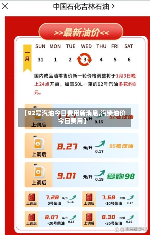 【92号汽油今日费用新消息,汽柴油价今日费用】