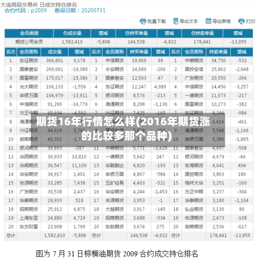 期货16年行情怎么样(2016年期货涨的比较多那个品种)